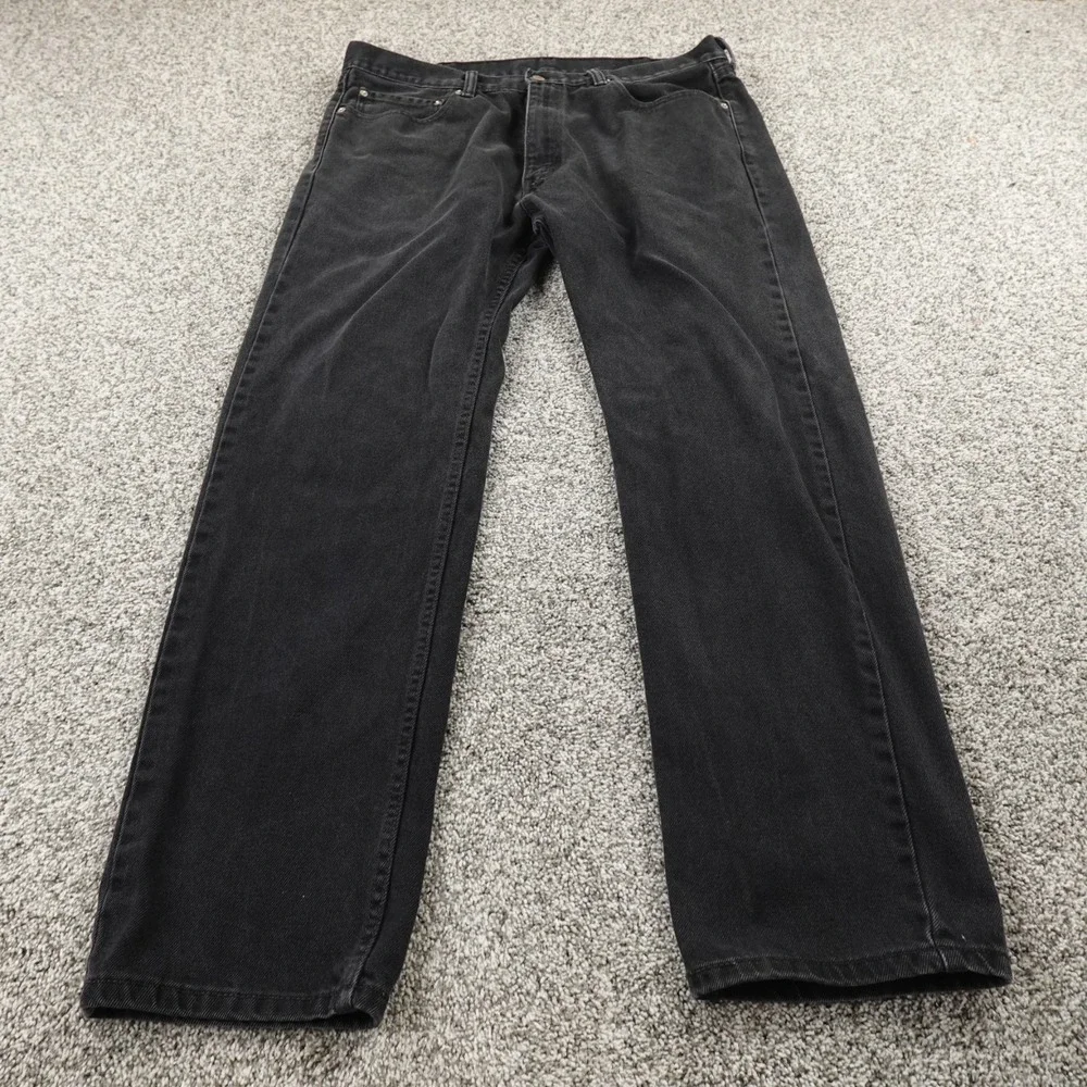 VTG Levis Jeans Mens 38X32 Dark Black Denim‎ Pants 505 Straight Leg Western Y2K